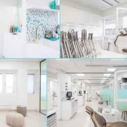 Collage av bilder fra tannklinikk